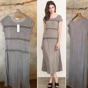 MYSTREE WASHED LACE CONTRAST LONGLINE TUNIC DRESS